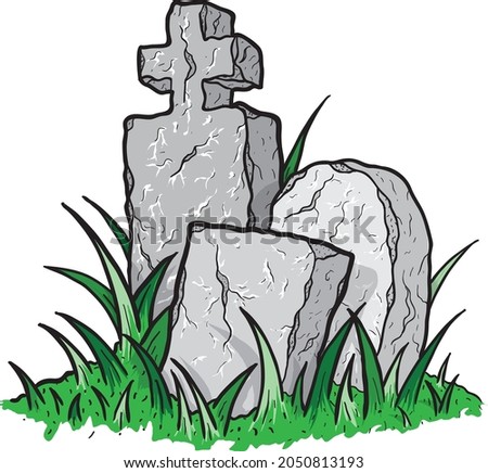 headstones with grass around them