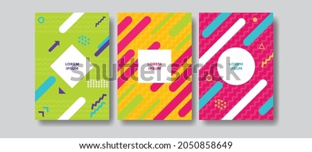 Set of neo memphis style cover.Suitable for merchandise promotion.Abstract compositional shapes.Vector.