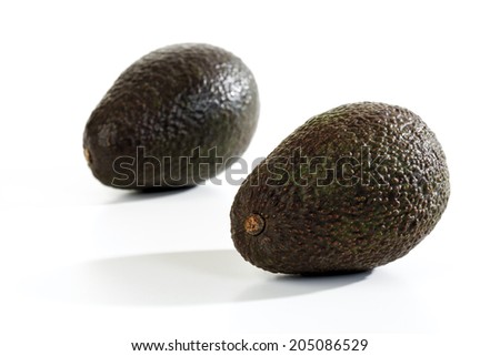 Avocados (Persea gratissim), isolated on white background