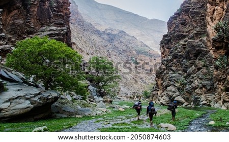hiking in river high atlas morocco Royalty-Free Stock Photo #2050874603