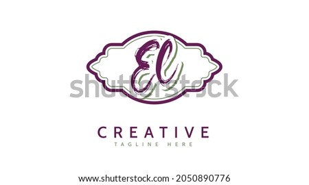 EL Initials, handwriting logo vector