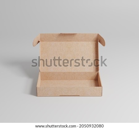 Blank kraft square box packaging on empty background, brown carboard box
 Royalty-Free Stock Photo #2050932080