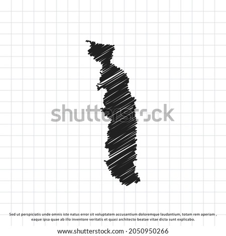 Map of Togo freehand drawing on a sheet of exercise book. Vector illustration.