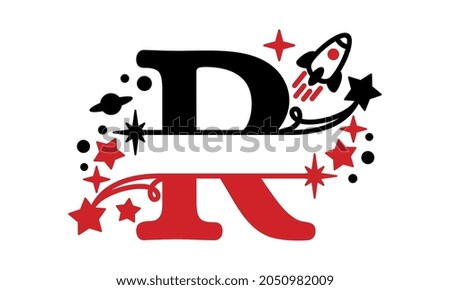 R Alphabet kids split space abstract monogram vector logo template