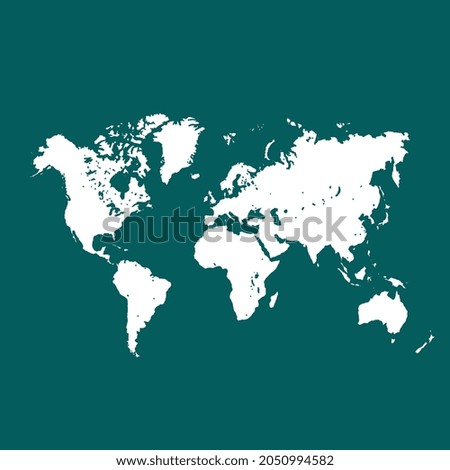 World map High Detailed. white color. on green background. Abstract design vector illustration eps 10