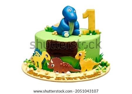 happy birthday cake with cartoon and number 