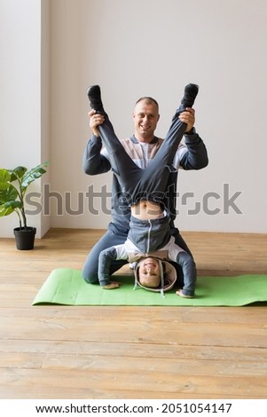 Father and son go in for sports. Father and son concept. Family healthy lifestyle.