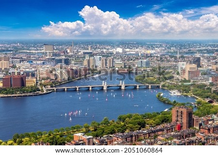 Panoramic aerial view of Boston, Massachusetts, USA Royalty-Free Stock Photo #2051060864