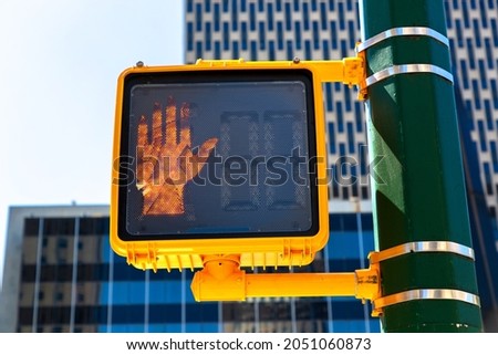 Red "Don't walk" pedestrian traffic light in New York City, NY, USA