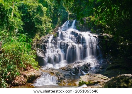 Landscape of waterfall in the forest on summer in Thailand