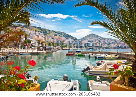 Saranda's city port  at ionian sea. Albania. Royalty-Free Stock Photo #205106482