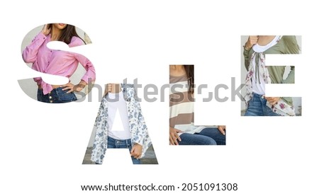 Banner for sale of clothes, jeans, shirts. 
Discount banner.Advertising fashion brands. Copy space for text, logo.