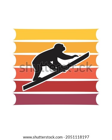 Monkey Retro Sunset Design template. Vector design template for logo, badges, t-shirt, POD and book cover. Isolated white background.
