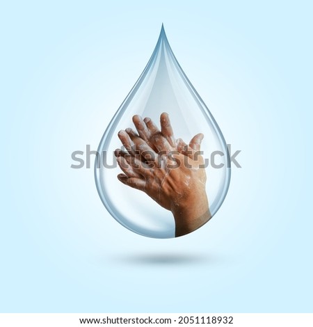 global handwashing day, world handwashing day, handwashing day, washing hand is on water drop Royalty-Free Stock Photo #2051118932