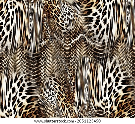 Leopard skin mix snake skin  pattern texture; Fashionable print 