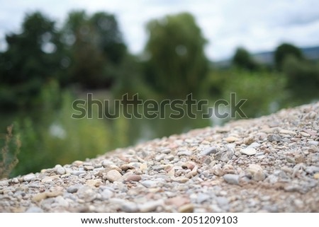 Selective focus shot of an old industrial quarry lake for gravel mining  Lakes for bathing and water sports in Germany 