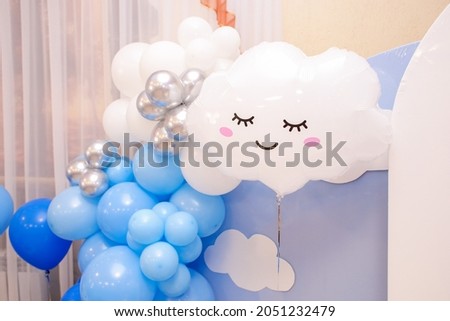 balloons, aerodesign. birthday photo zone. balloon in the form of a cloud