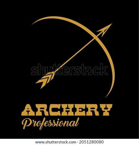 Golden Bow Archer in black background vector illustration. simple bow and luxury design