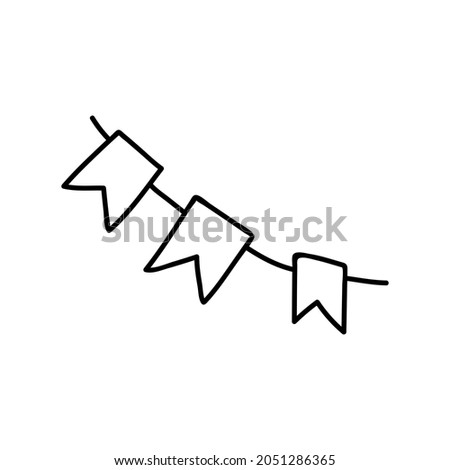 Hand drawn garland flags. Holidays doodles vector illustration. Isolated on a white background.