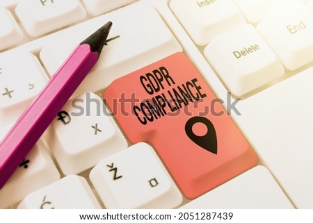 Conceptual caption Gdpr Compliance. Conceptual photo protection and privacy of the European Union showing Typing Program Functional Descriptions, Creating New Email Address