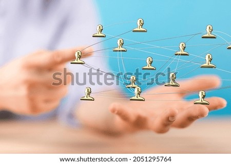 A unity group and teamwork concept with a background of a man