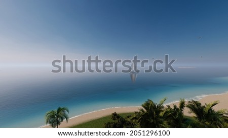 Relaxing seascape with wide horizon of the sky and the sea. Blue sky. Beautiful sky and blue ocean. Beautiful beach with white sand and turquoise water.