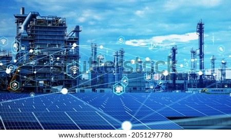 Industrial technology concept. Communication network. INDUSTRY 4.0. Factory automation. Royalty-Free Stock Photo #2051297780
