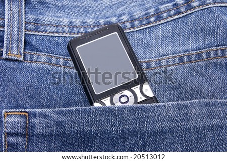 mobile phone in jeans  pocket