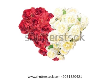 Bouquet of red and white rose hearts