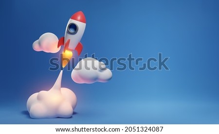 Illustration of rocket and copy space for start up business and bitcoins advertise. EPS 10 Royalty-Free Stock Photo #2051324087