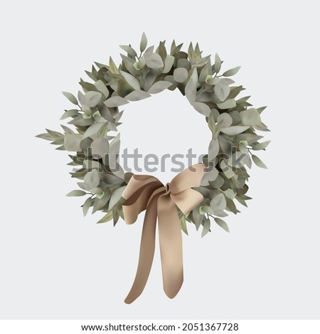 Wreath christmas vector realistic illustration graphic design element isolated on white background. Winter holidays, celebration, traditional decoration