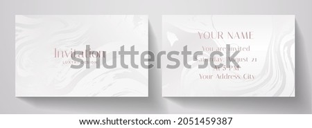Invitation card with luxury marble texture in white color. Formal premium background template for invite design, prestigious Gift card, voucher or lux name card Royalty-Free Stock Photo #2051459387