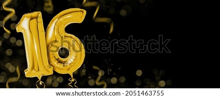 Golden balloons with copy space - Number 16