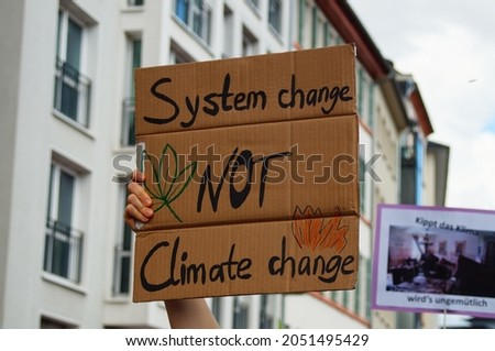 A self-painted protest sign at a Fridays for Future demonstration at the global climate strike in Frankfurt 