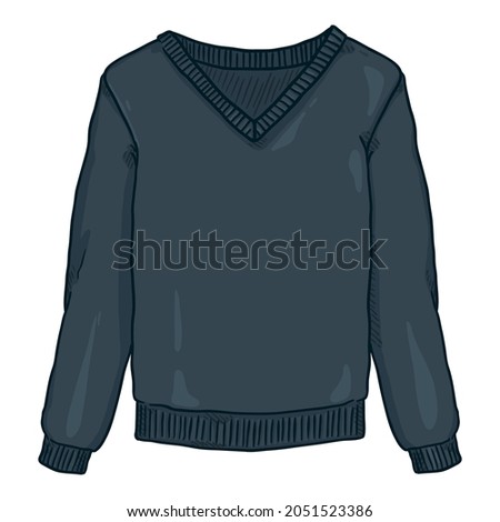 Vector Cartoon Blue Pullover on White Background