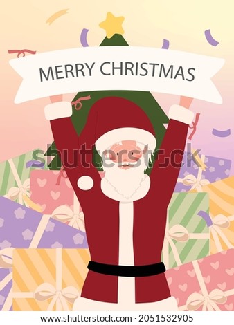 Christmas cards template with santa claus cartoon character