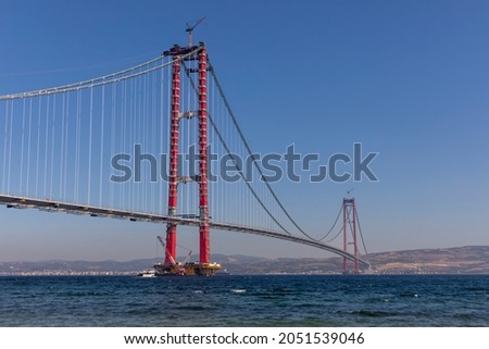 new bridge connecting two continents 1915 canakkale bridge (dardanelles bridge), Canakkale, Turkey Royalty-Free Stock Photo #2051539046