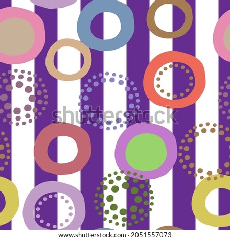 Striped abstract circles dots pattern background Round sun flower logo icon sign Hand drawn modern design for textile fabric Fashion print clothes apparel greeting invitation card cover flyer poster