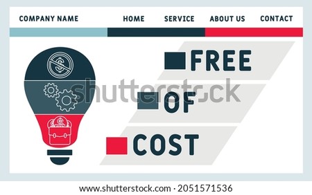 Vector website design template . FOC - Free Of Cost acronym. business concept. illustration for website banner, marketing materials, business presentation, online advertising.