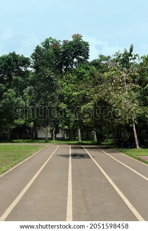 green trees with running track