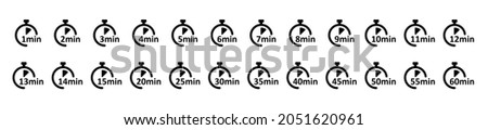 Cooking time, holding time, baking, delivery and application. A set of icons for food, delivery, beauty industry, pasta and pizza. Vector illustration. Royalty-Free Stock Photo #2051620961
