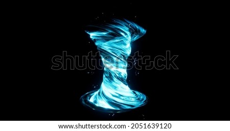 Illuminated snowy swirl on a black background can be used in designs and photo merging