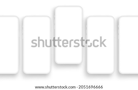 Clay Smartphones with Blank Screens, Isolated on White Background. Vector Illustration