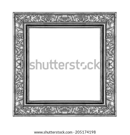vintage gray frame isolated on white background and clipping pat