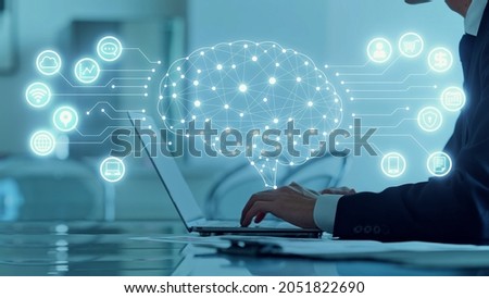AI (Artificial Intelligence) concept. Business network.