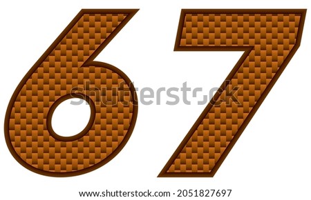 Number Sixty Seven Vector Illustration. Orange Patterned Number 67 Isolated On A White Background
