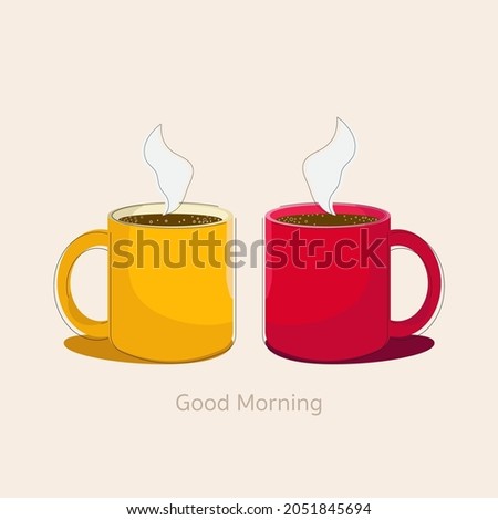 Cup of Coffee. steam in flat design style. Vector Illustration.