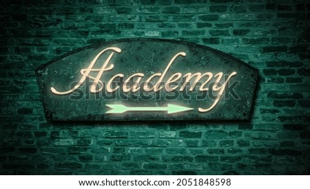 Street Sign the Direction Way to Academy