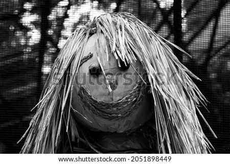 Scarecrow face in black and white for halloween