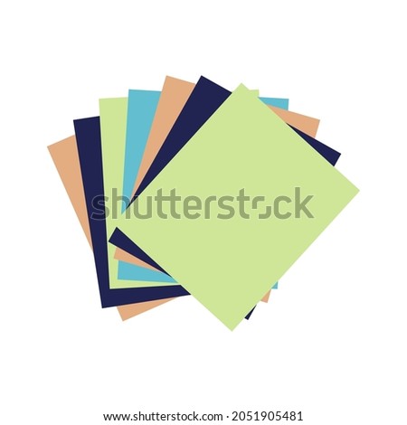 Origami colorful paper. Stack of colored paper. Vector illustration. Stack of Notepad. Top view paper.